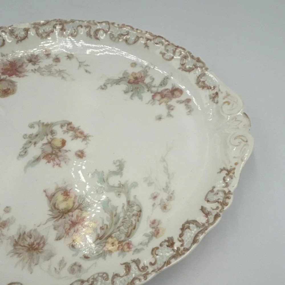 Haviland Limoges Floral Oval Porcelain Platter with Handles